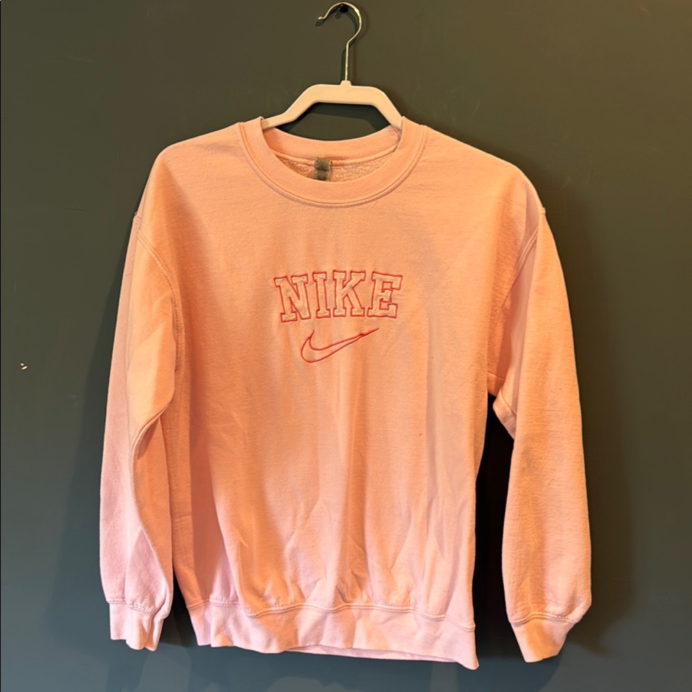 Custom embroidered Light Pink Crewneck Sweatshirt